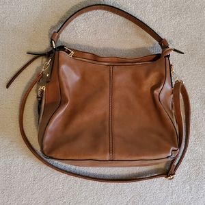 Brown crossbody large bag with 5 zipper pockets